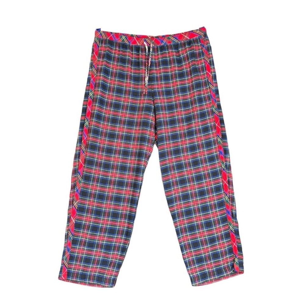 XL Plaid Flannel Lounge PJ Pants Contrast Tartan Tux Stripes